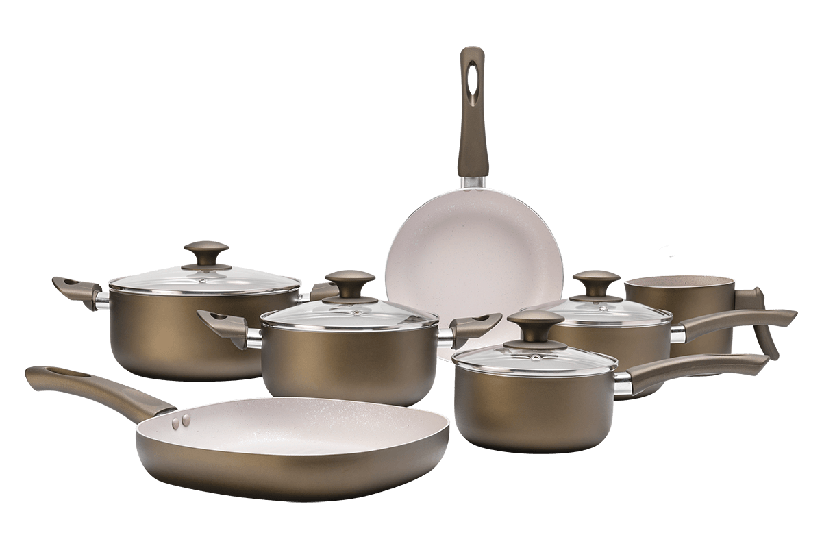 Jogo de Panelas Brinox Antiaderente Ceramic Life 7 Peças Antares Fendi