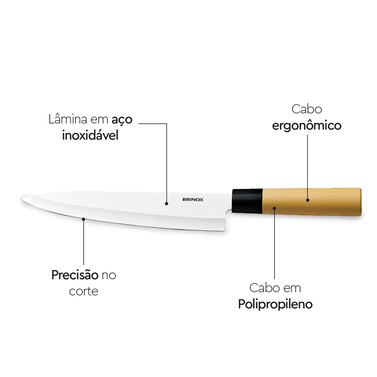 Faca do Chef Brinox Samurai 8 1/4