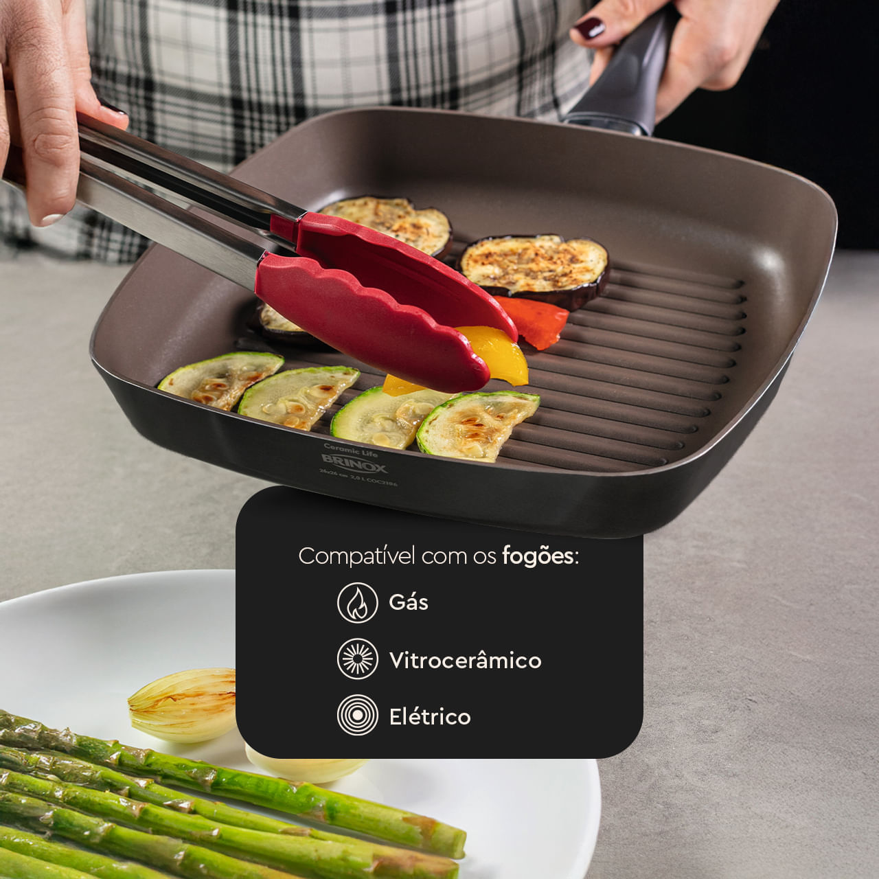 Jogo de Panelas Brinox Antiaderente Ceramic Life 7 Peças Easy Preto